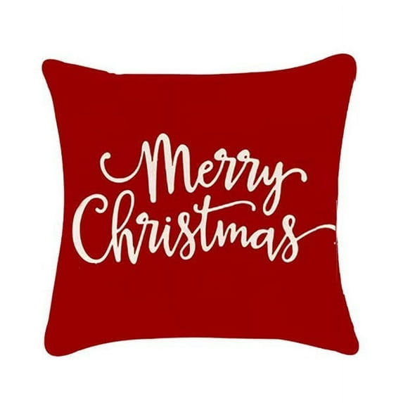 Merry Christmas Pillow Covers Decoration Red Christmas Farmhouse Throw Pillow Covers Great Gift for Christmas 18" x 18" 1 Pcs