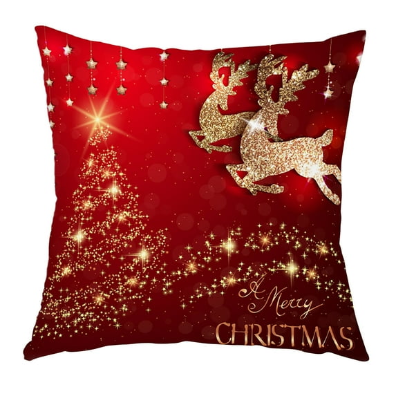 Merry Christmas Pillow Covers, Velvet Christmas Pillow Cases Red Green Xmas Holiday Throw Pillow Covers Soft Christmas Tree Cushion Covers for Outdoor Home Bed Sofa