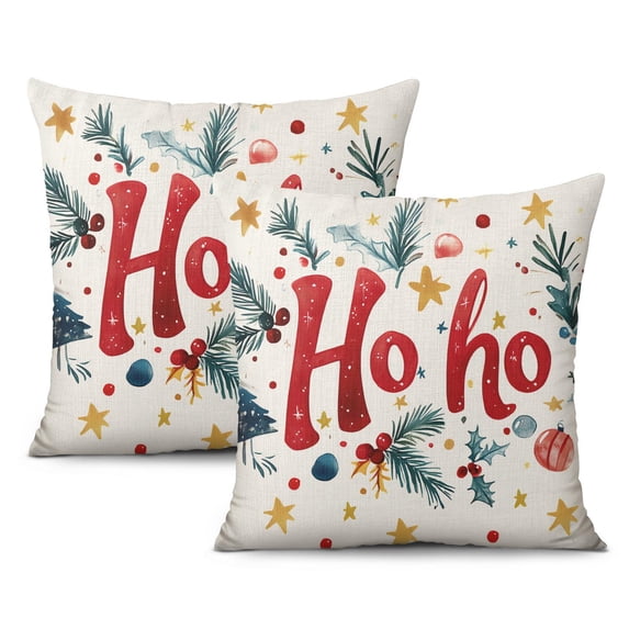 Merry Christmas Pine Branches Ho Throw Pillows Cover Beautiful Throw Pillow Case Set of 2 Vintage Pillow Cover for Couch Sofa Bed Farmhouse