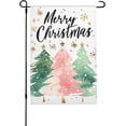 thumbnail image 1 of Merry Christmas Pine Tree Decorative Garden Flag, Xmas Snowflakes Yard Lawn Outside Decor, Winter Holiday Farmhouse Linen Outdoor Home Decoration Double Sided 12" X 18", 1 of 6