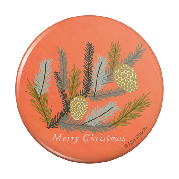 Merry Christmas Pinecones Kitchen Refrigerator Locker Button Magnet
