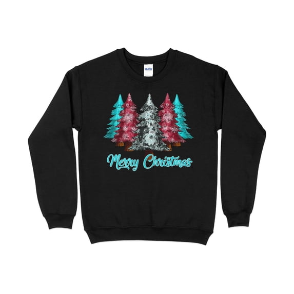 Merry Christmas Pink Blue Tree Shirt, Christmas Sweatshirt, Merry Christmas Shirt, Cute Christmas Tees for Women, Holiday Shirt
