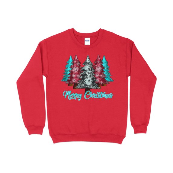 Merry Christmas Pink Blue Tree Shirt, Christmas Sweatshirt, Merry Christmas Shirt, Cute Christmas Tees for Women, Holiday Shirt