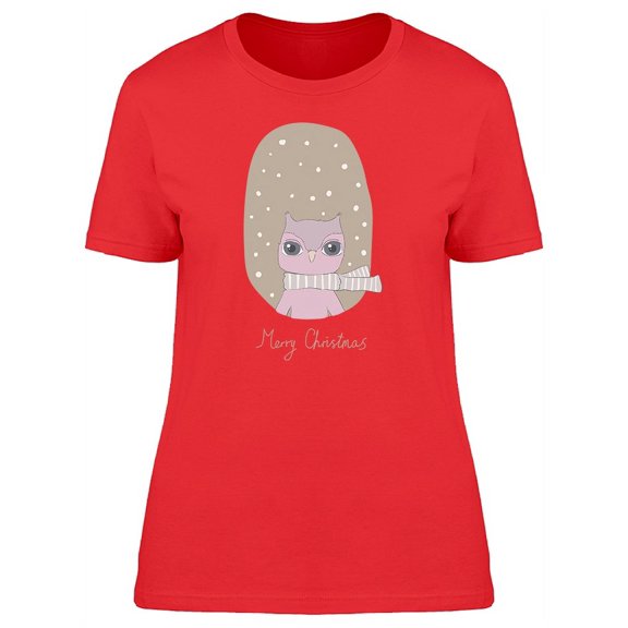 Merry Christmas Pink Owl Tee Women's -Image by Shutterstock
