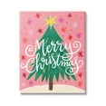 thumbnail image 1 of Merry Christmas Pink Starry Pattern Holiday Graphic Art Gallery Wrapped Canvas Print Wall Art, 1 of 7