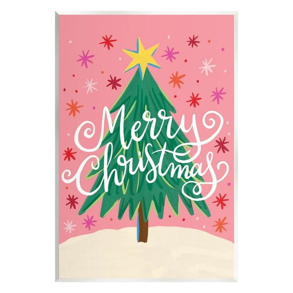 Merry Christmas Pink Starry Pattern Holiday Graphic Art Unframed Art Print Wall Art