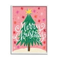 thumbnail image 1 of Merry Christmas Pink Starry Pattern Holiday Graphic Art White Framed Art Print Wall Art, 1 of 7