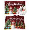 thumbnail image 1 of Merry Christmas Placemats Set of 12 Cute Snowman Trees Gifts Snowflake Red Black Plaid Heat Insulation Washable Place Mats, Rustic Non-Slip Table Mats for Dining Table Party Kitchen Decor,13x19 Inch, 1 of 4