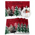 thumbnail image 1 of Merry Christmas Placemats Set of 2 Green Plaid Leopard Xmas Tree Winter Red Heat Insulation Washable Place Mats, Rustic Non-Slip Table Mats for Dining Table Party Kitchen Decor,13x19 Inch, 1 of 4
