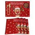 thumbnail image 1 of Merry Christmas Placemats Set of 6, Red Winter Xmas Cartoon Deer Snowflake Placemats for Dining Table, Place Mats for Kitchen Tabletop, Waterproof Wipeable Dining Table Mats Set, 1 of 9