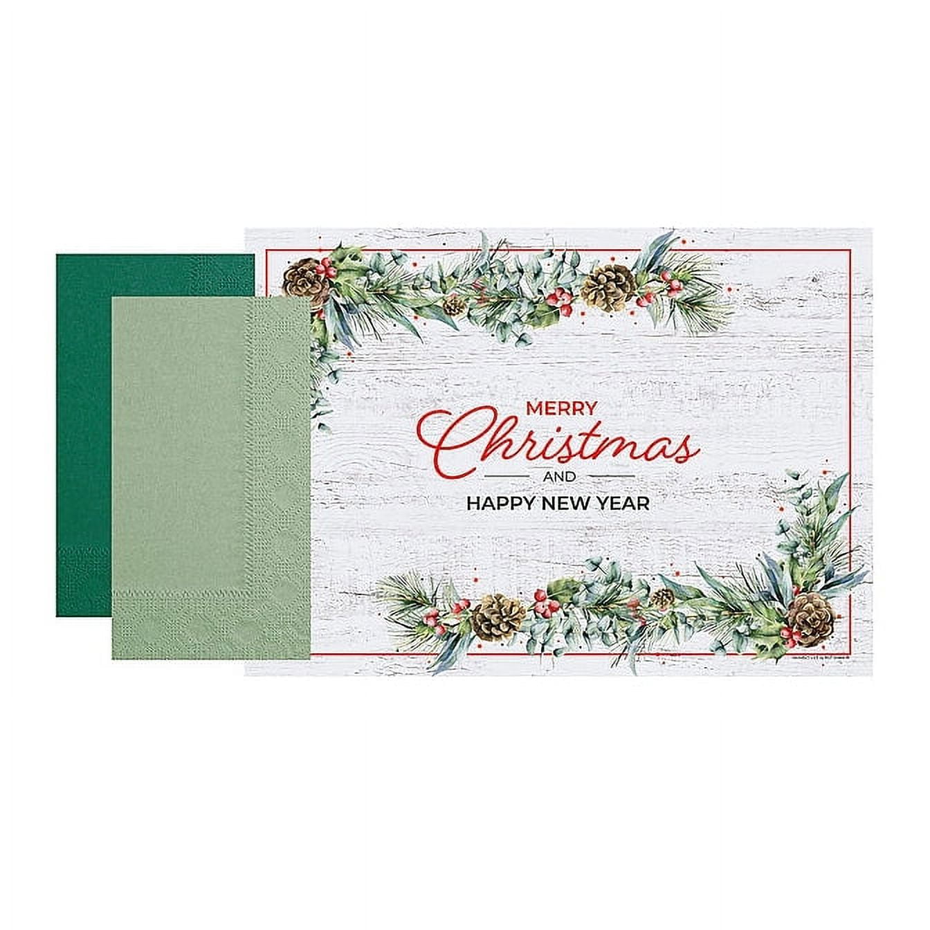 Merry Christmas Placemats with Napkins Combo Set Pack of 10