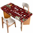 thumbnail image 1 of Merry Christmas Plaid Table Cloths for 4 Foot Rectangle Tables, Checkered Xmas Tree Snowflake Poinsettia Patio Waterproof Elastic Fitted Tablecloths, Washable Rectangular Table Cover for Camping, 1 of 8