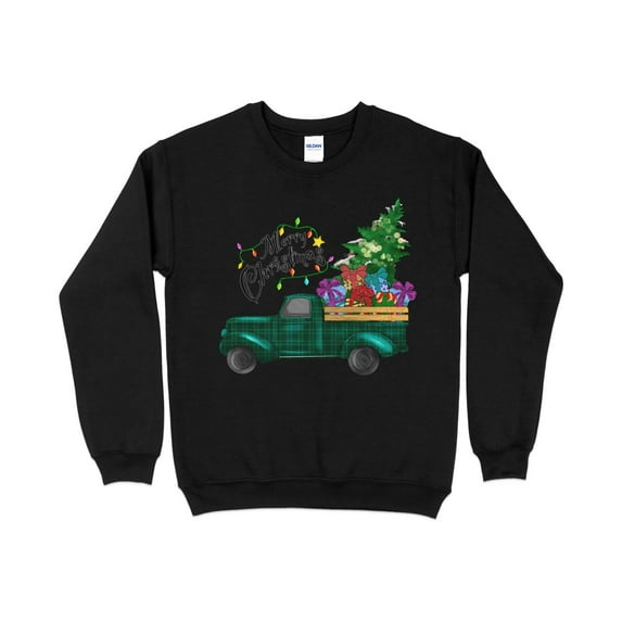 Merry Christmas Plaid Truck Shirt, Christmas Sweatshirt, Christmas Family Matching, Xmas Top, Holiday top for Women, Women's Xmas shirt