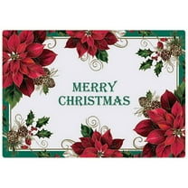 Merry Christmas Poinsettia Disposable Paper Placemats - 9.75in. x 14in. - 25 Pack (311153)