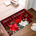 Merry Christmas Poinsettia Flower Cardinals Red Black Buffalo
