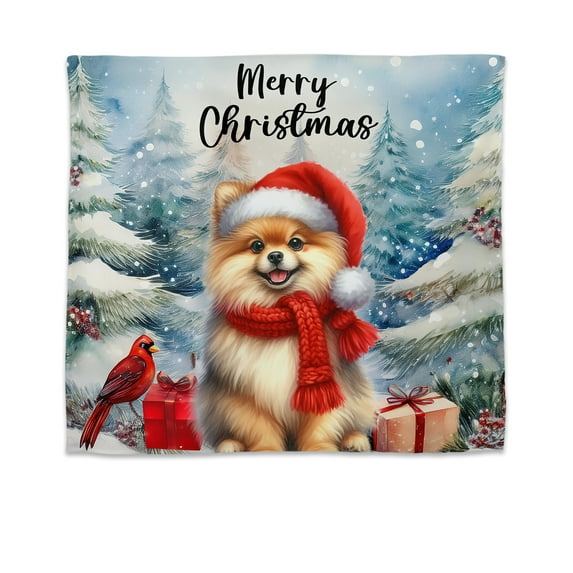 Merry Christmas Pomeranian Enjoys Woofmas Winter Xmas Holiday Tapestry Pom Dog Lover Gifts Wall Hanging Backdrop Home Decor - 02022