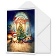 thumbnail image 1 of Merry Christmas Pomeranian Santa Hat Xmas Tree Winter Holiday 5x7in Folded Greeting Card Pom Dog Lover Gifts Single Note Card with Envelope - 01013, 1 of 5