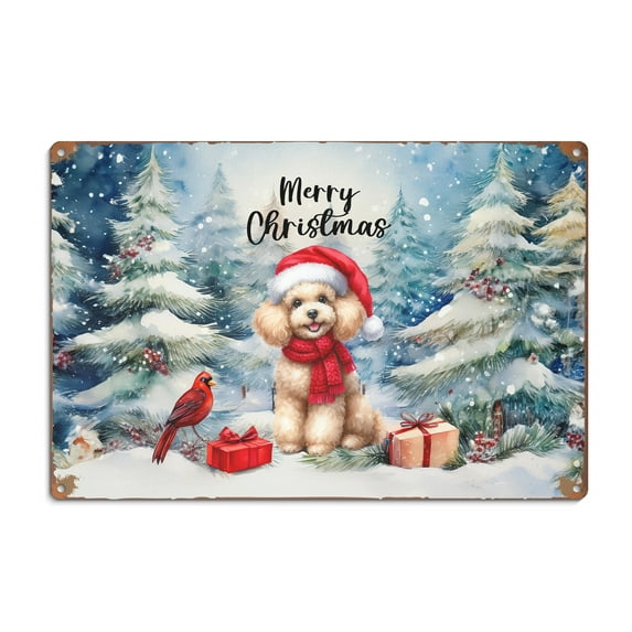 Merry Christmas Poodle Enjoys Woofmas Winter Xmas Holiday Horizontal Metal Aluminum Sign Poodles Dog Lover Gifts Idea Wall Art Home Decor - 02022