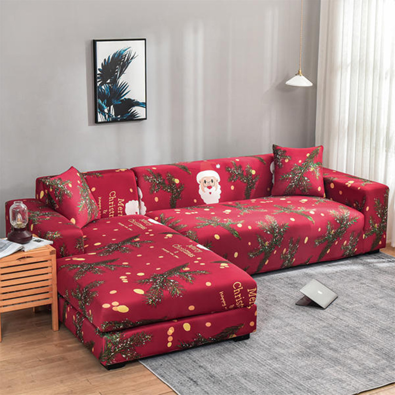 Merry Christmas Printed Sofa Cover for Living Room Modern Sectional