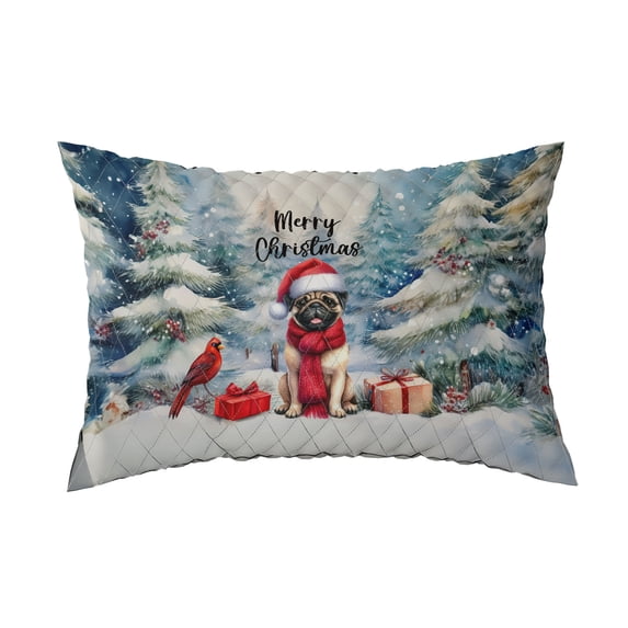 Merry Christmas Pug Enjoys Woofmas Winter Xmas Holiday Quilt Pillowcase Dog Lover Gifts Throw Pillow Cover Bed Home Decor - 02022