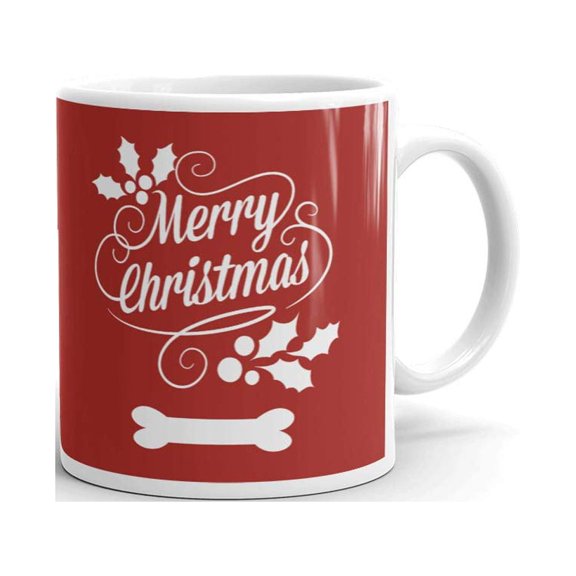 Merry Christmas Puppy Dog Bone Coffee Tea Ceramic Mug Office Work Cup Gift 11oz