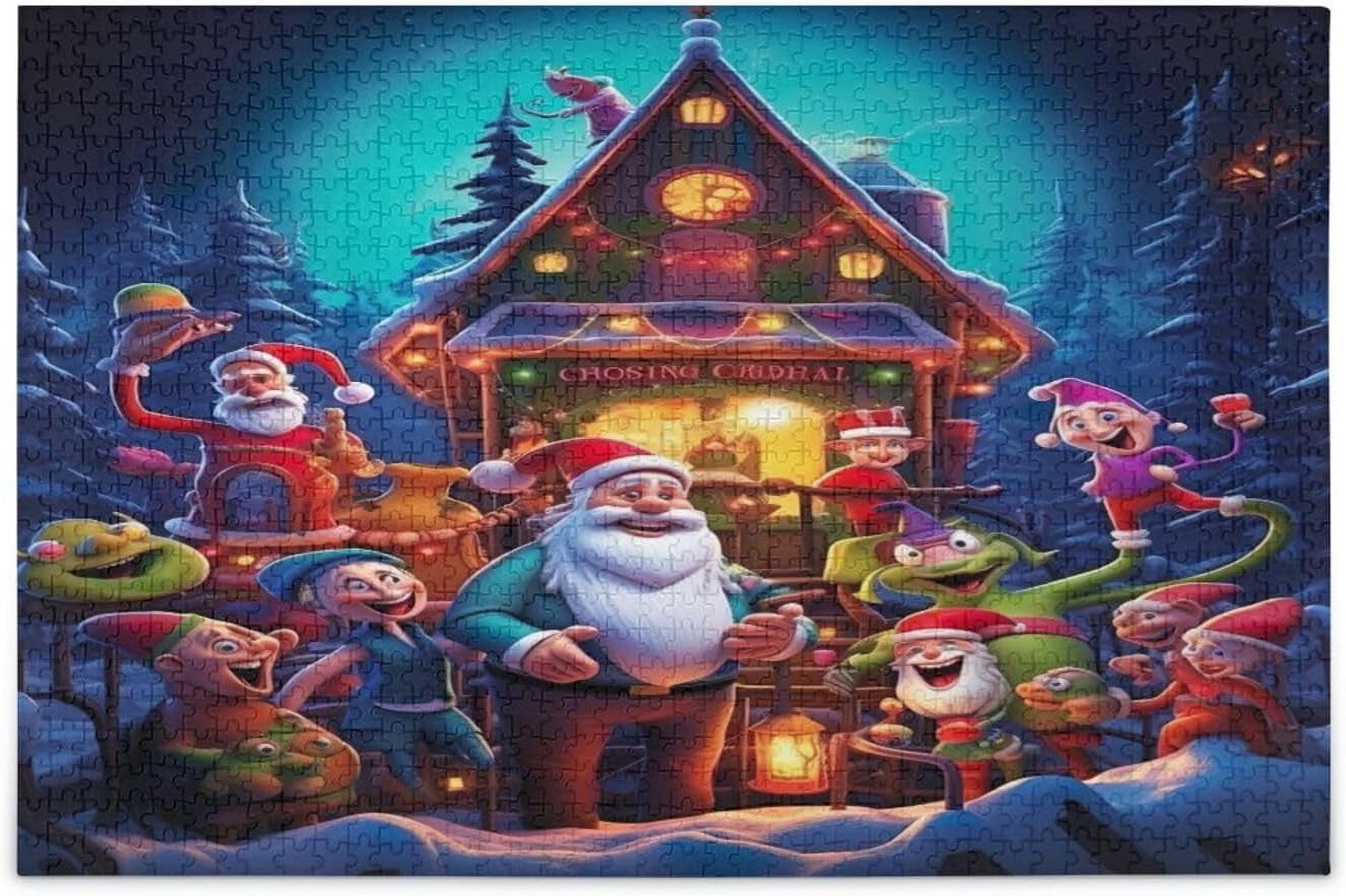 Merry Christmas Puzzles for Adults 1000 Pieces, Fun Puzzles for Teens Family, Jigsaw Puzzles for