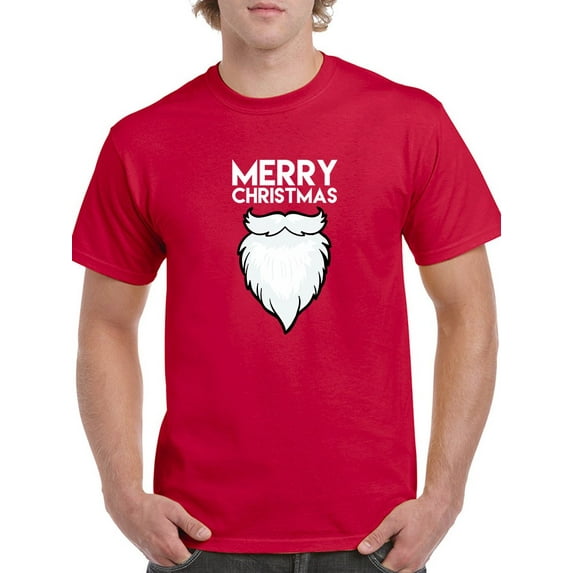 Merry Christmas Quote Santa's Beard Men Red T-Shirt, Male x-Large