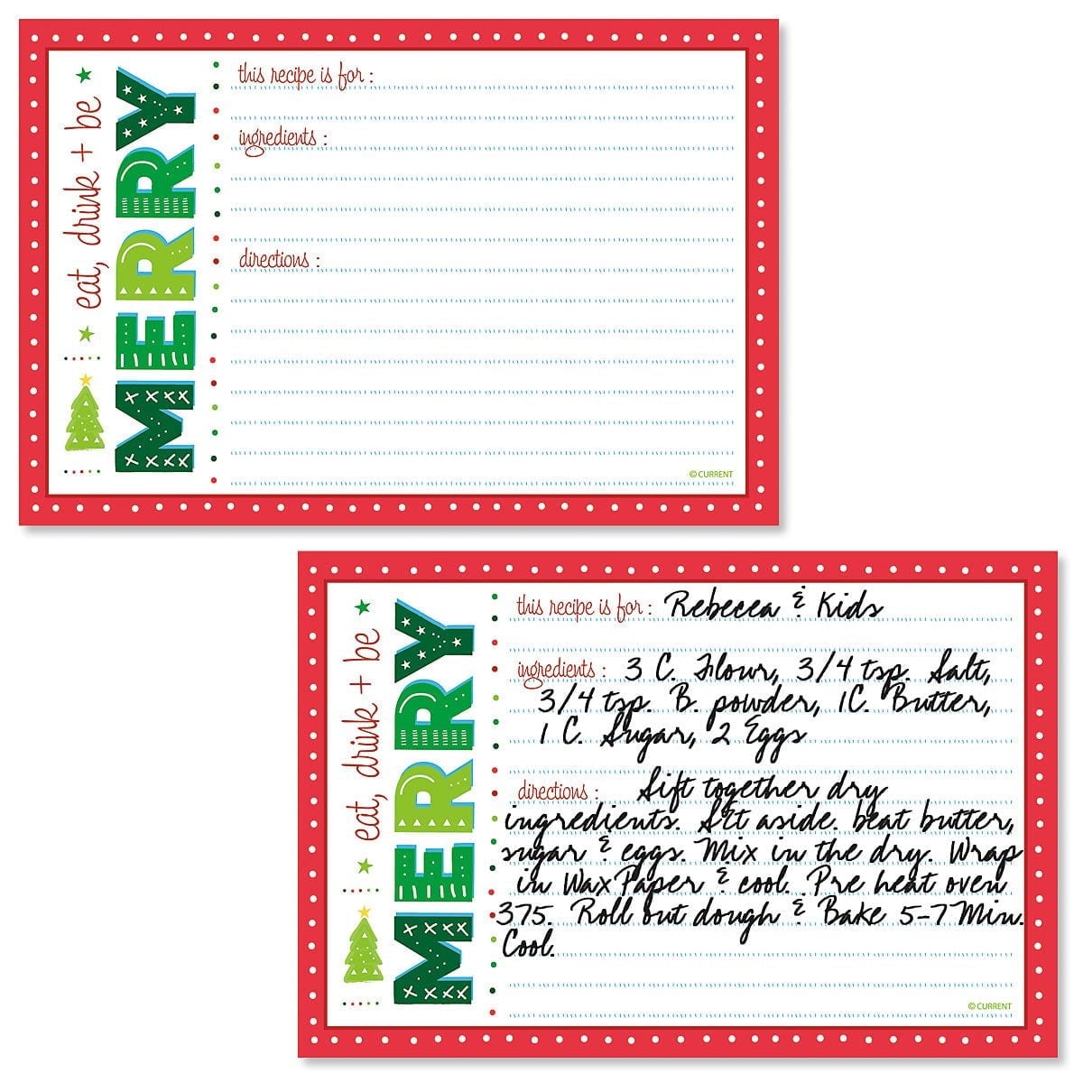 merry-christmas-recipe-card-set-of-48-holiday-index-cards-4x6-by-current-walmart-com for Free Printable Recipe Cards Christmas Merry Christmas Recipe Card - Set of 48 Holiday Index Cards, 4x6