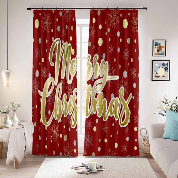 Merry Christmas Red Blackout Curtains for Bedroom/Living Room, Pinch Pleated Black Out Curtains, Xmas Snowflakes Polka Dot New Year Room Darkening Window Drapes with Hooks 2 Panels, 59"x70"