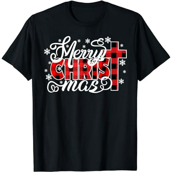 Merry Christmas Red Buffalo Plaid Christ Mas T-Shirt