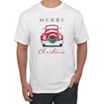 thumbnail image 1 of Merry Christmas Red Car with Xmas Garland Christmas Men's Graphic T-Shirt, White, Small, 1 of 3