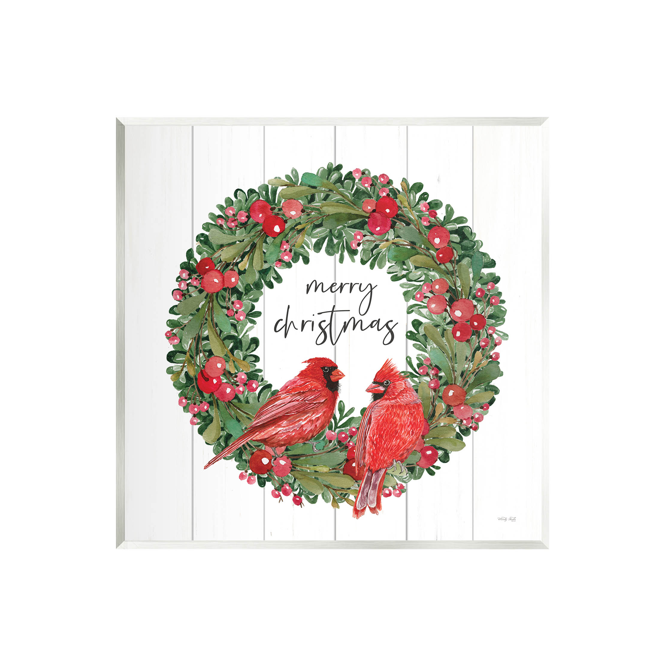 Merry Christmas Red Cardinal Wreath Holiday Graphic Art Unframed Art Print Wall Art