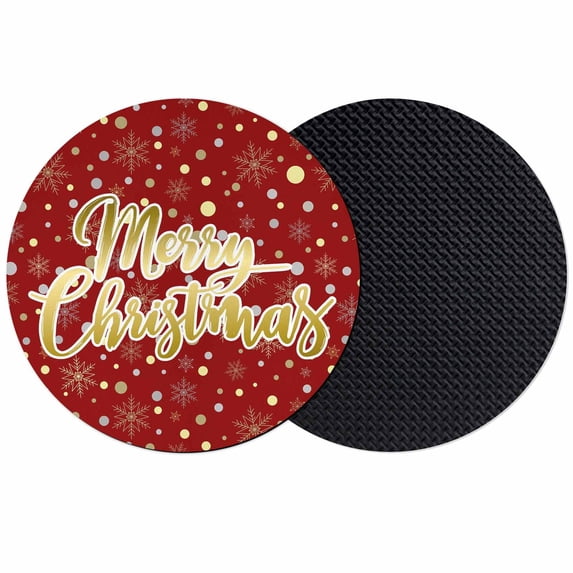 Merry Christmas Red Coasters Set of 2, Absorbent Coasters for Drinks, Xmas Snowflakes Polka Dot New Year Coaster for Desk Coffee Table Protection, Home Decor House Warming Gifts 4"