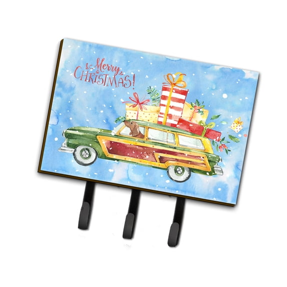 Merry Christmas Red Dachshund Leash or Key Holder