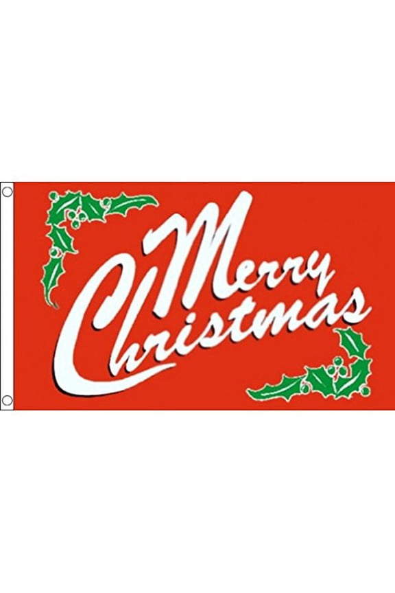 Merry Christmas Red Flag 2x3 ft 100D Polyester 2 Grommets