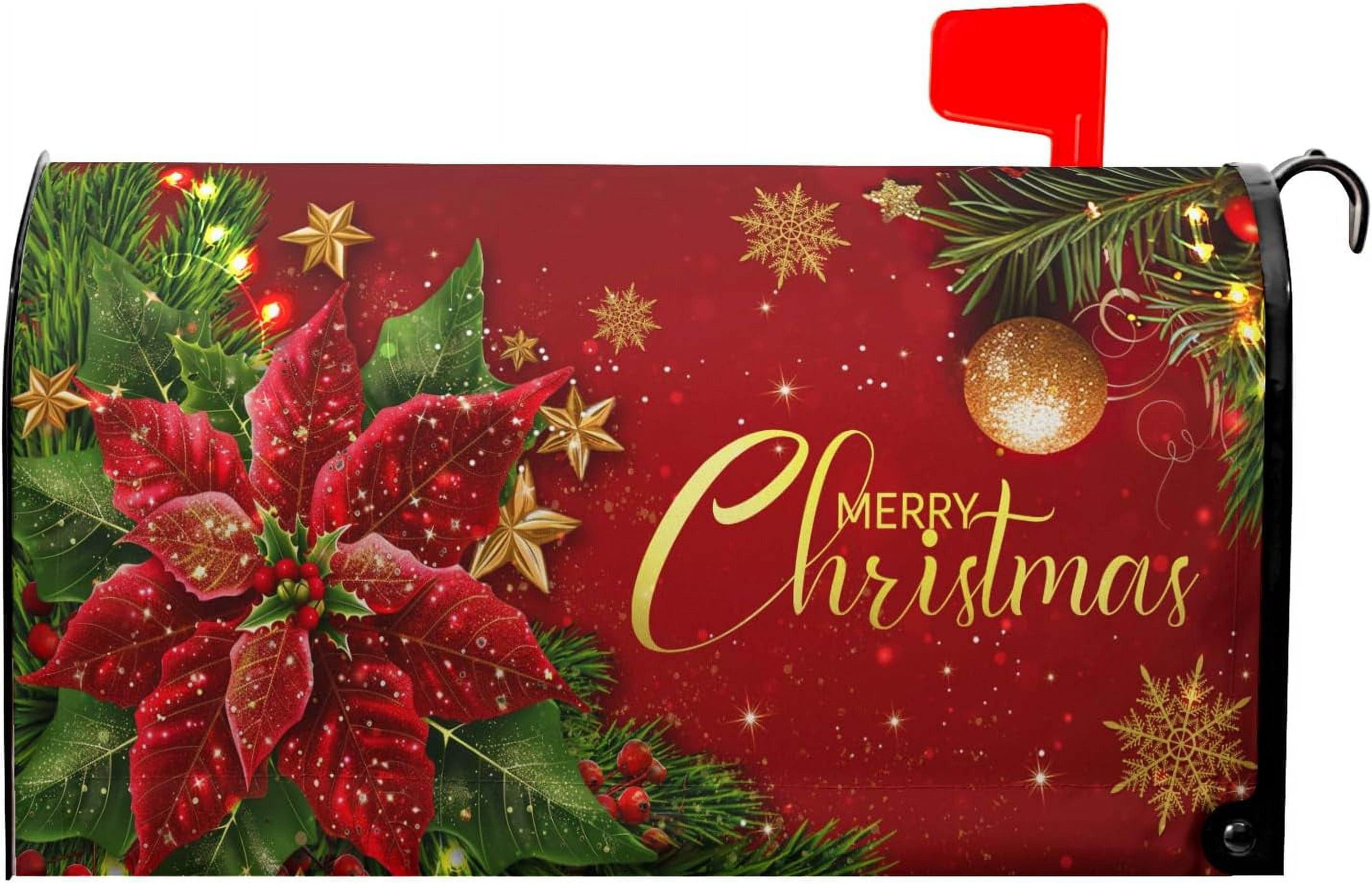 Magnetic Christmas Mailbox Cover - Standard 18x21" Winter Wreath & Plaid Wrap For Outdoor Holiday Decor - View #3