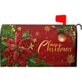 thumbnail image 1 of Merry Christmas Red and Gold Mailbox Covers Magnetic Red Poinsettia Outdoor Mailbox Cover Standard Size 25.5 x 21 Christmas Holiday Mailbox Wrap Post Letter Box Cover Decor for Home Garden Yard, 1 of 6