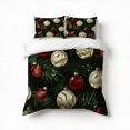 thumbnail image 1 of Merry Christmas Red Green Ornaments Pattern Bedding Set 3 Pcs Soft Microfiber Quilt Cover For Bedroom Decor, Comforter Cover With 2 Pillowcase, 1 of 5