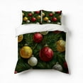 thumbnail image 1 of Merry Christmas Red Green Ornaments Pattern Bedding Set 3 Pcs Soft Microfiber Quilt Cover For Bedroom Decor, Comforter Cover With 2 Pillowcase, 1 of 5