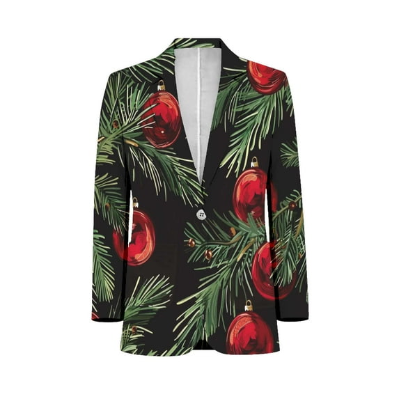 Merry Christmas Red Green Ornaments Pattern Customized Men's Suits full man Shawl Collar Gentleman Suits for Wedding Business