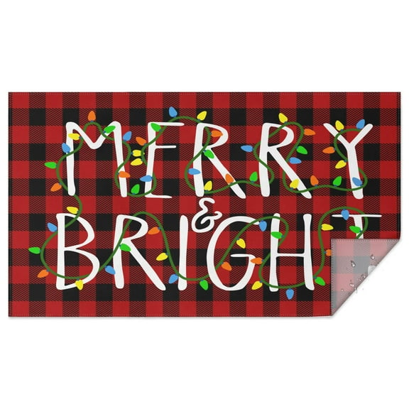 Merry Christmas Red Plaid Grid Tablecloth,Wipeable Polyester Table Cover for Rectangle Tables,Foldable Tablecloth Thick Tablecloths for Spring Easter Picnic Kitchen