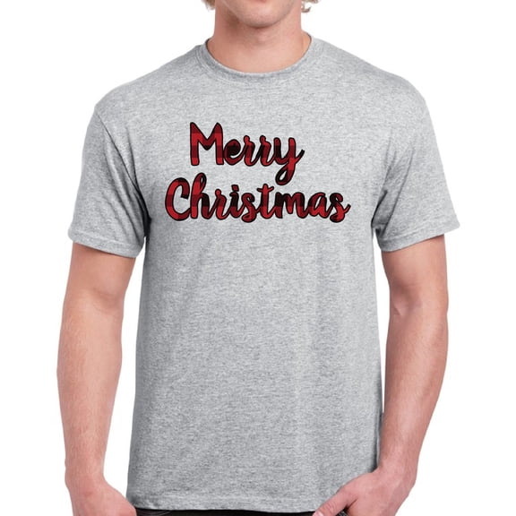 Merry Christmas Red Print Christmas Mens Shirt - S M L XL 2XL 3XL 4XL 5XL Xmas Graphic Tee - Christmas Gift Holiday T-Shirt for Men