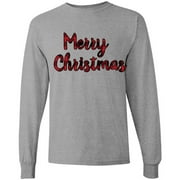 DREAMTEES Merry Christmas Red Print T-Shirt for Men Long Sleeve Ugly Christmas Sweatshirt - S M L XL 2XL Xmas Graphic Tee - Christmas Mens Shirt Graphic Tee Xmas Gifts for Him