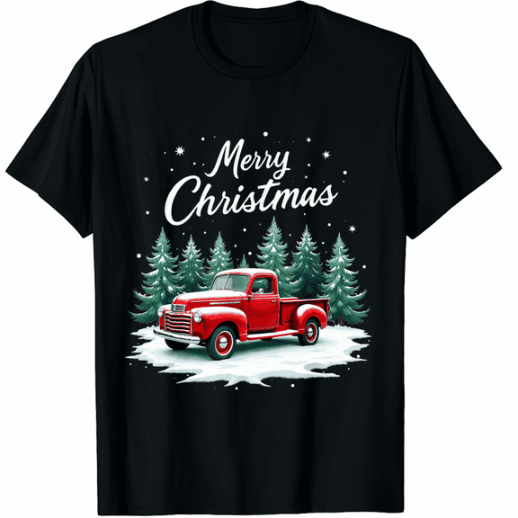 Merry Christmas Red Truck Family Matching Christmas Pajama T-Shirt for Adults Men and Women