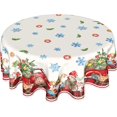 thumbnail image 1 of Merry Christmas Red Truck Gnome Tablecloth Round 60 Inch, Red Green Buffalo Plaid Winter Snowflake Polyester Circle Table Cloth Wrinkle Stain Resistant Washable Table Cover for Kitchen Picnic, 1 of 6