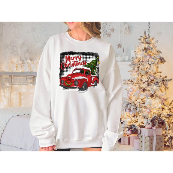 Merry Christmas Red Truck Sweatshirt, Christmas Holiday Shirt