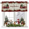 thumbnail image 1 of Merry Christmas Red Truck Valances for Windows, Plaid Xmas Tree Garland Vintage Letter Rod Pocket Valance Short Window Treatments Curtains for Kitchen Bathroom Bedroom Decor, 60 x 14 In, 1 of 9