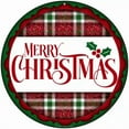 thumbnail image 1 of Merry Christmas Red and Green Novelty Metal Circle Sign 8" Sign (UC), 1 of 1
