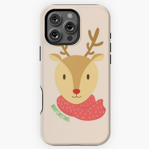 Merry Christmas Reindeer Face Phone Case for iPhone 11 12 13 14 15 16 17 Pro Max