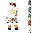 thumbnail image 1 of Merry Christmas Reindeer Hoodie Dress for Women 2025 Long Hooded Sweatshirt with Pockets Pullover Tops, 1 of 6